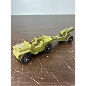 Vintage IDEAL Toy Corp Rubber 4" Army JEEP With Cannon RARE HTF